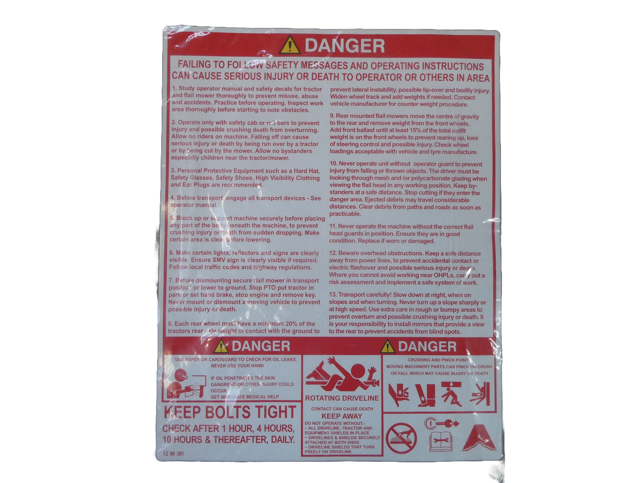 McConnel Side Tank Danger Decal - 1290391