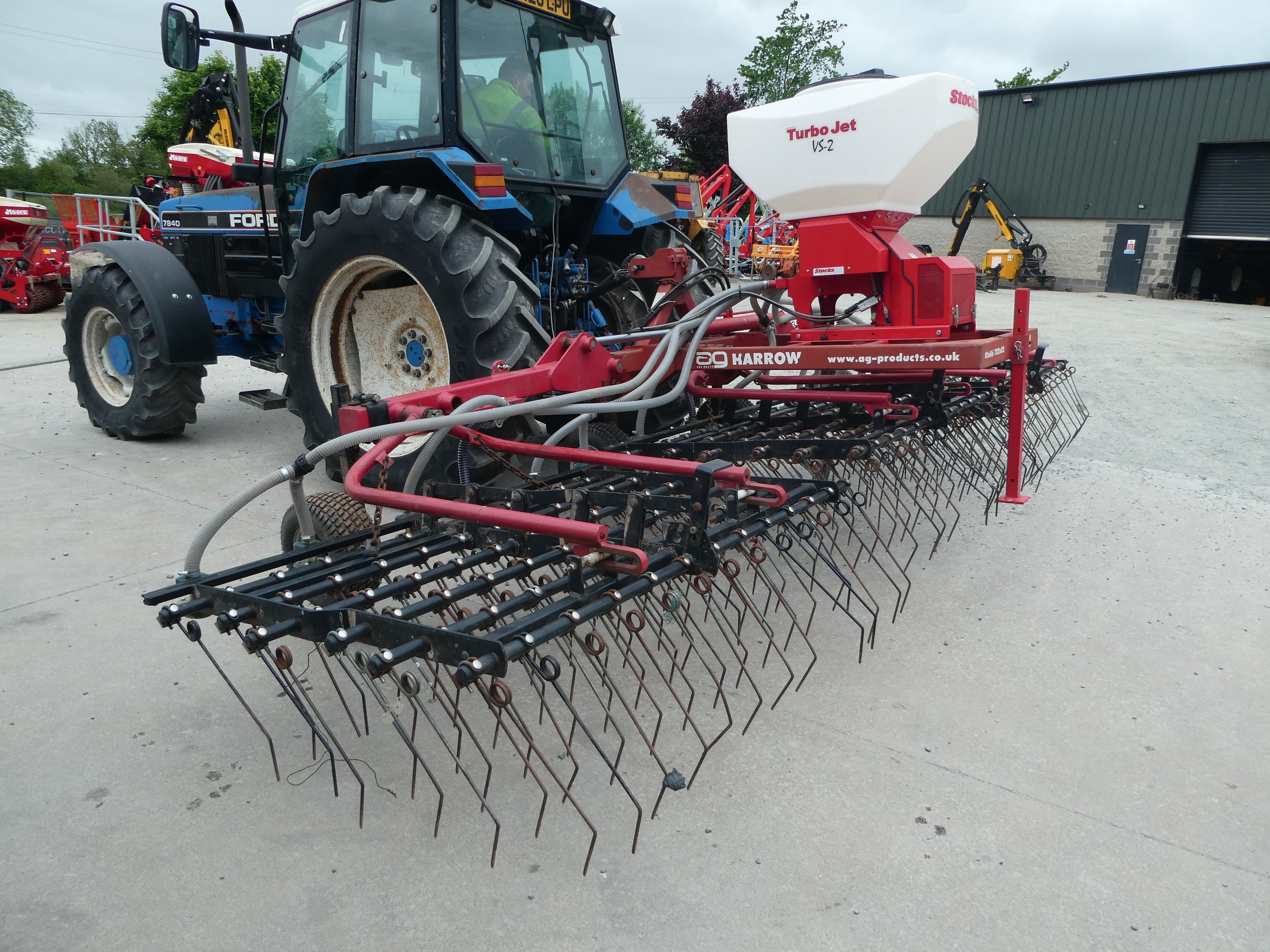 AG 6m Spring tine Harrow with Stocks seeder