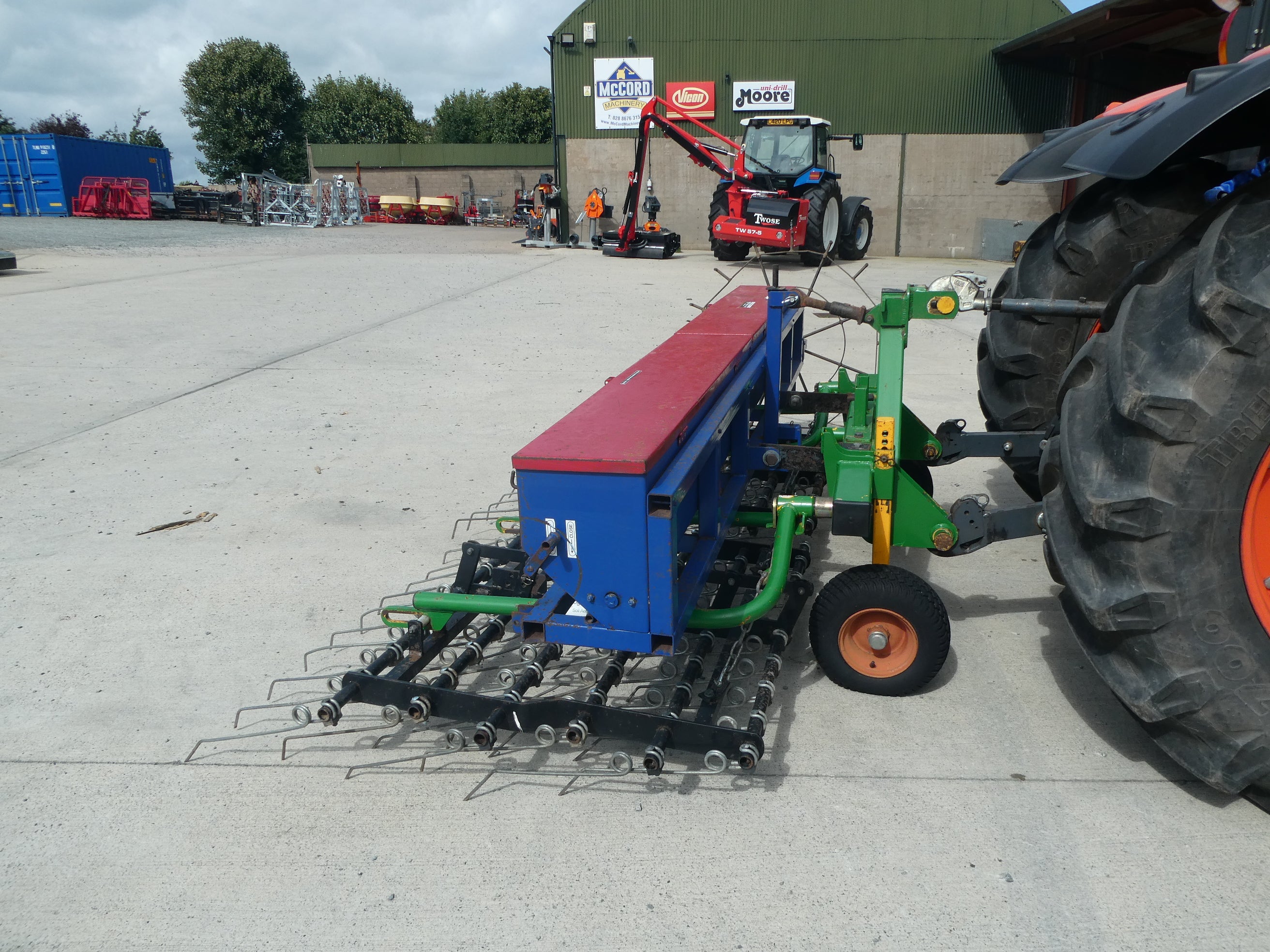 3m Spring tine Harrow with Grass seed box