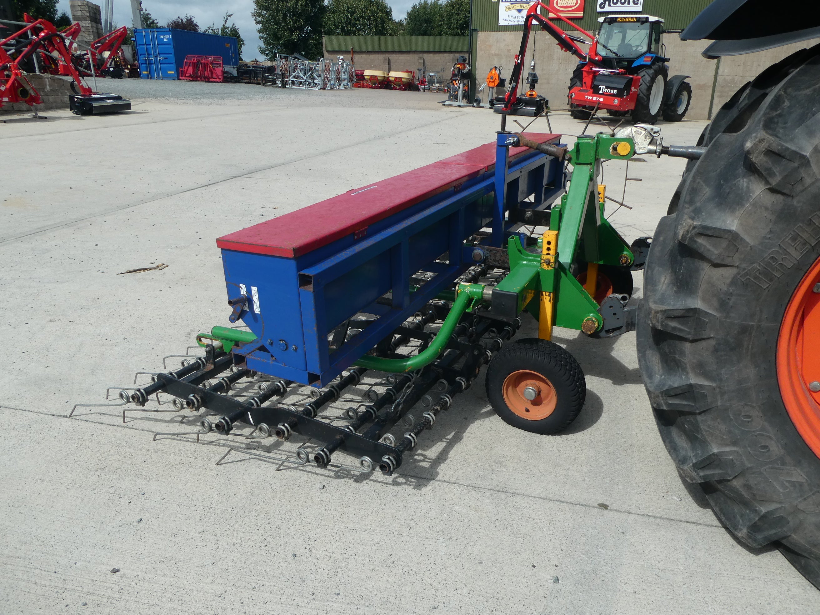 3m Spring tine Harrow with Grass seed box