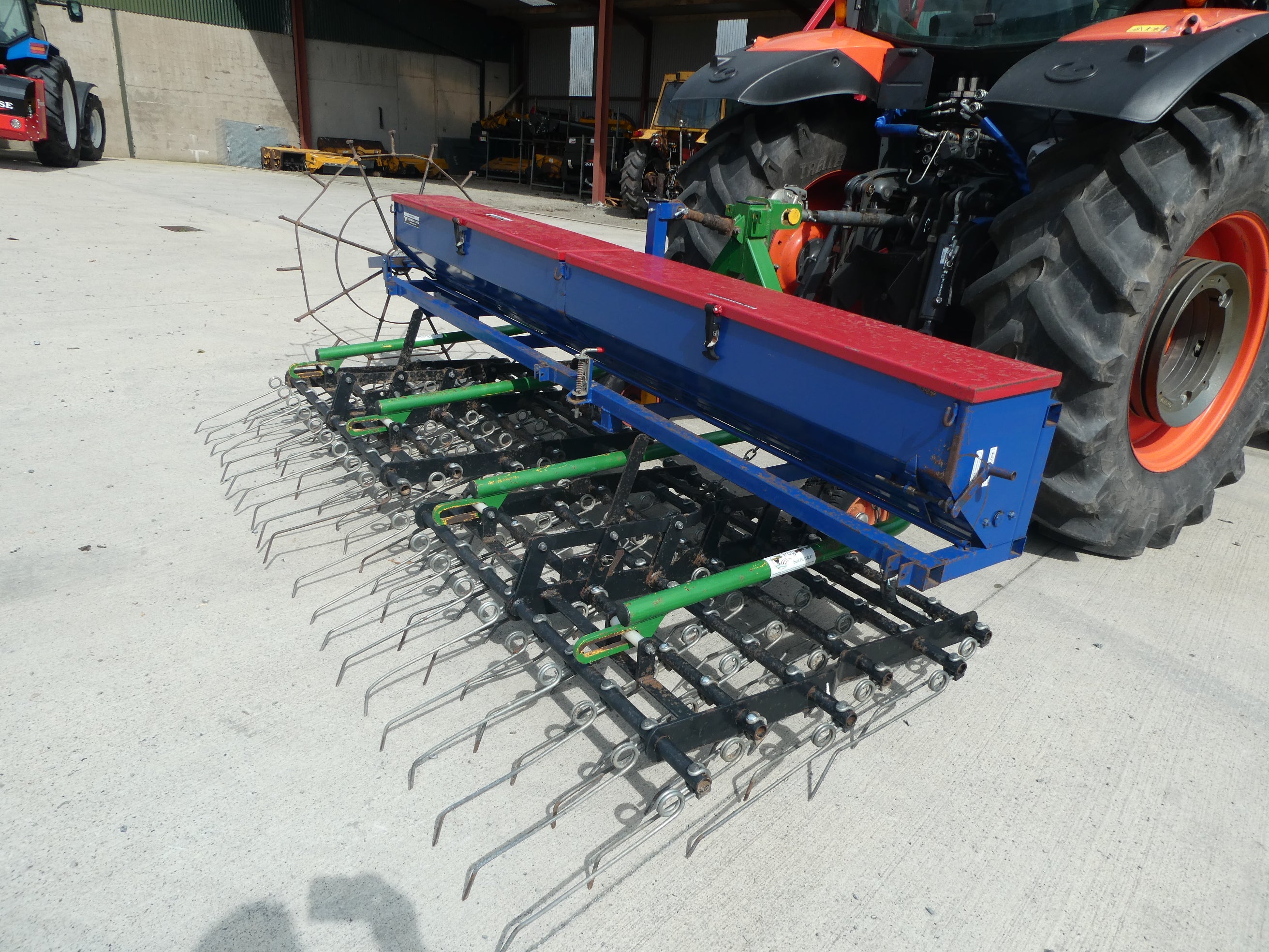 3m Spring tine Harrow with Grass seed box