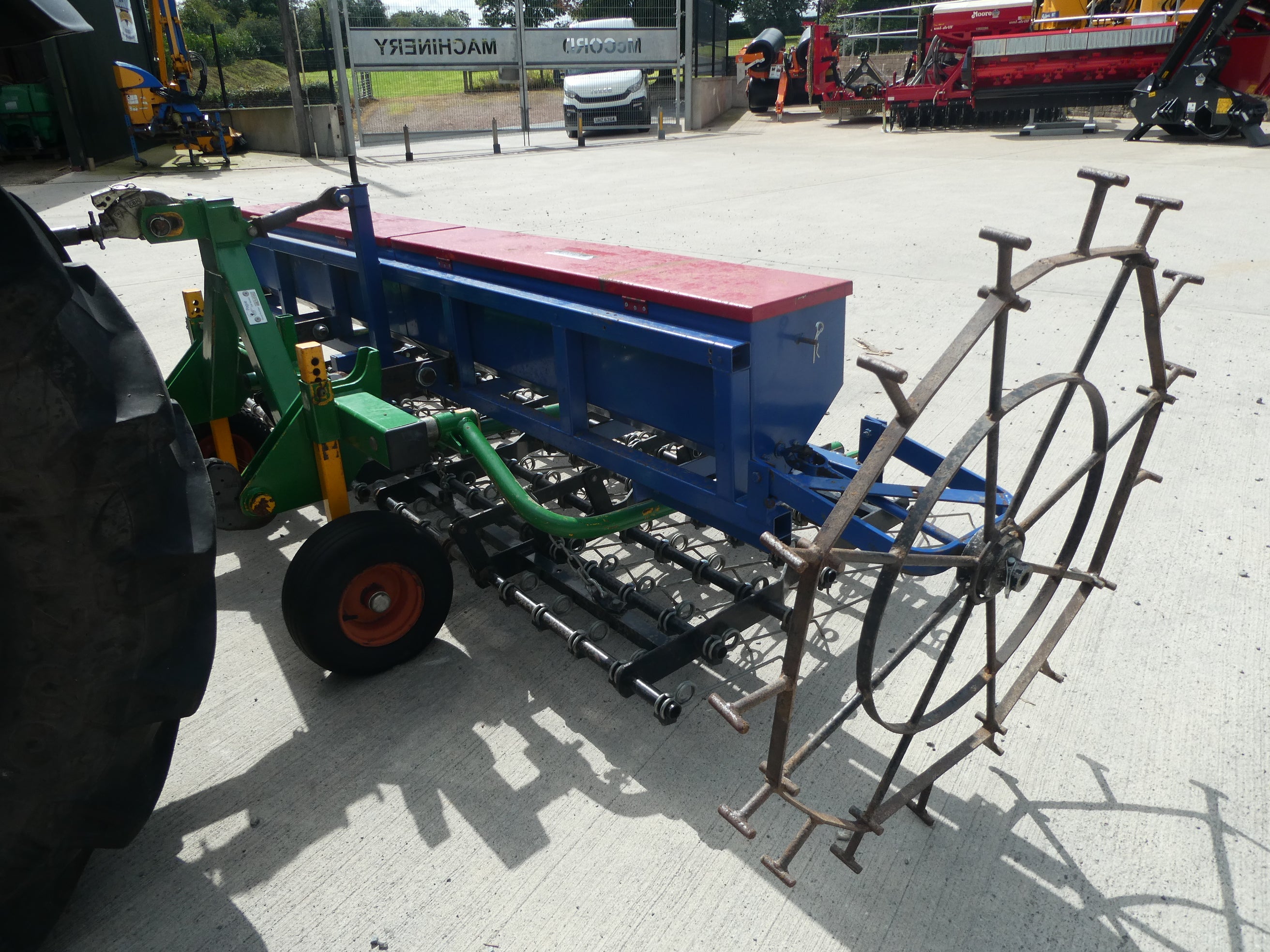 3m Spring tine Harrow with Grass seed box