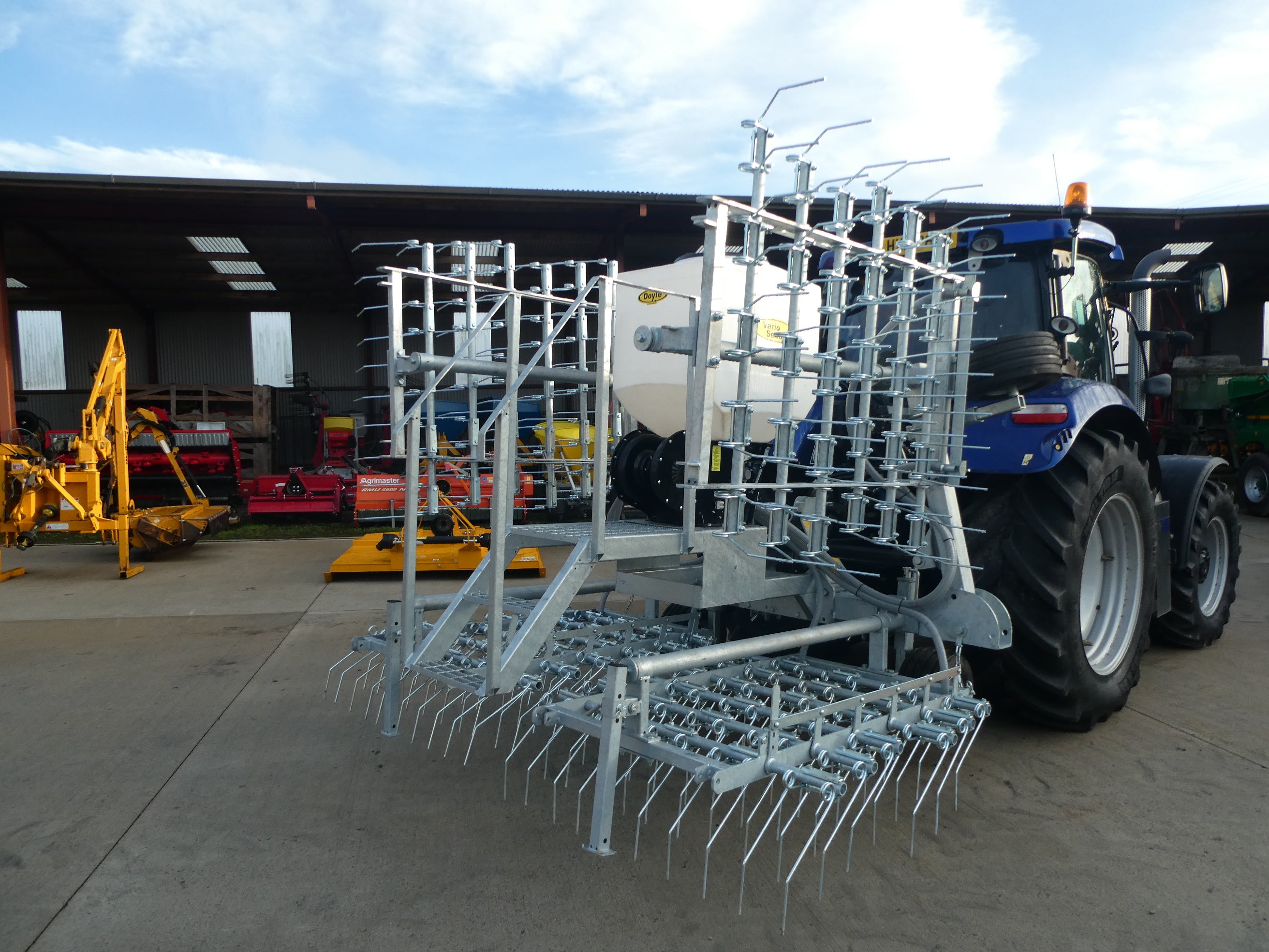 Galvanised Spring Tine Harrow With Air Seeder