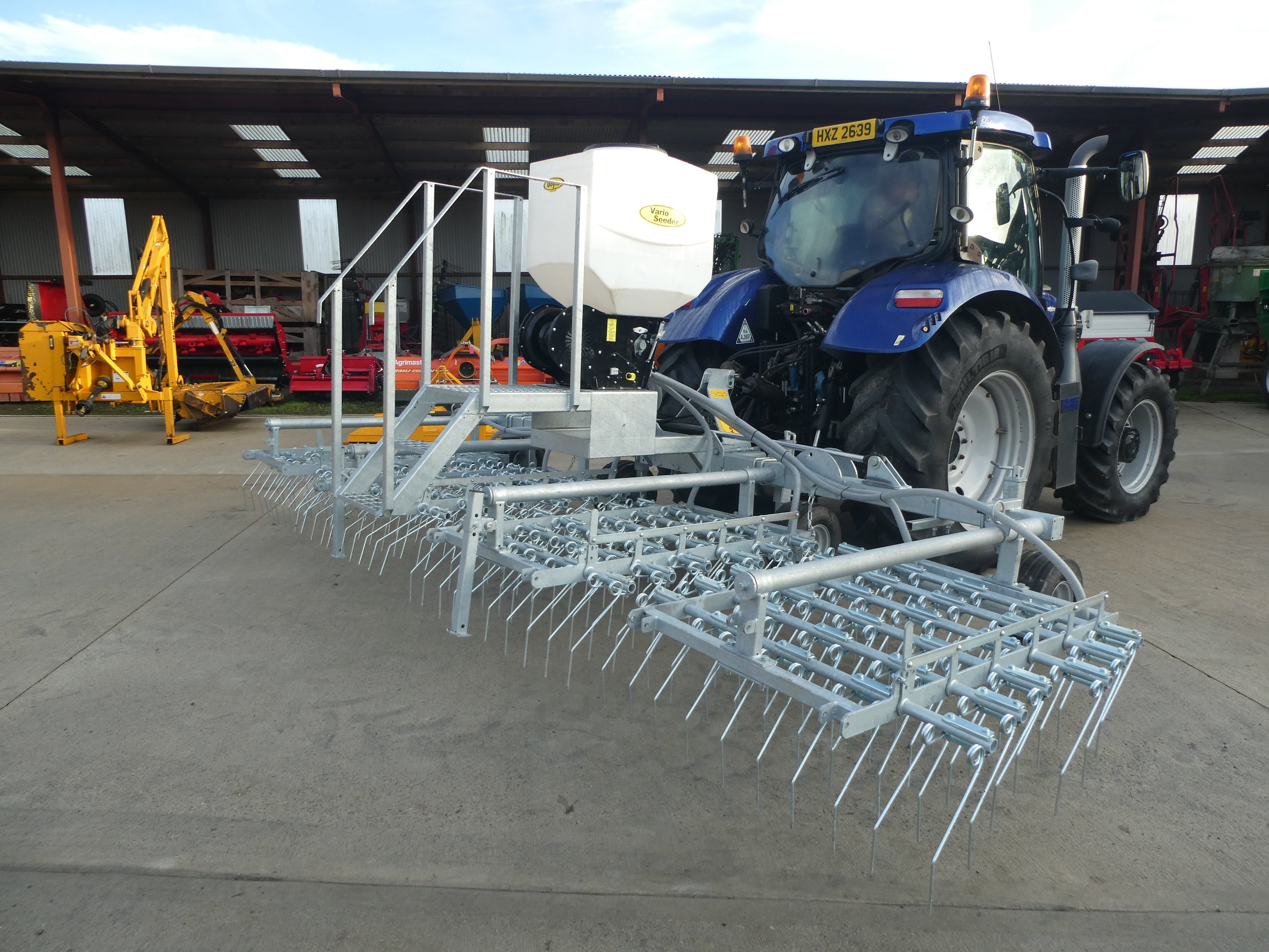 Galvanised Spring Tine Harrow With Air Seeder