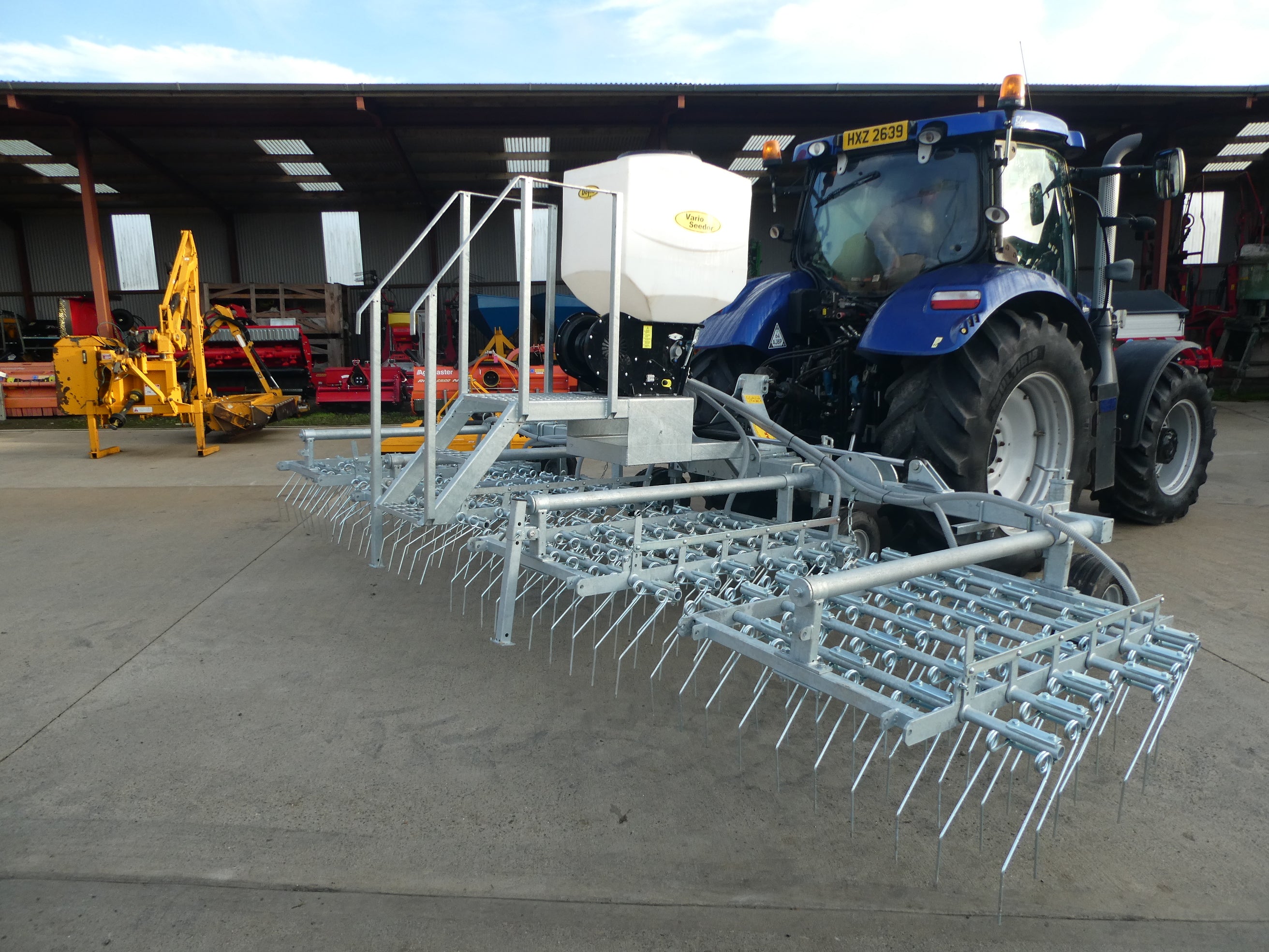 Galvanised Spring Tine Harrow With Air Seeder