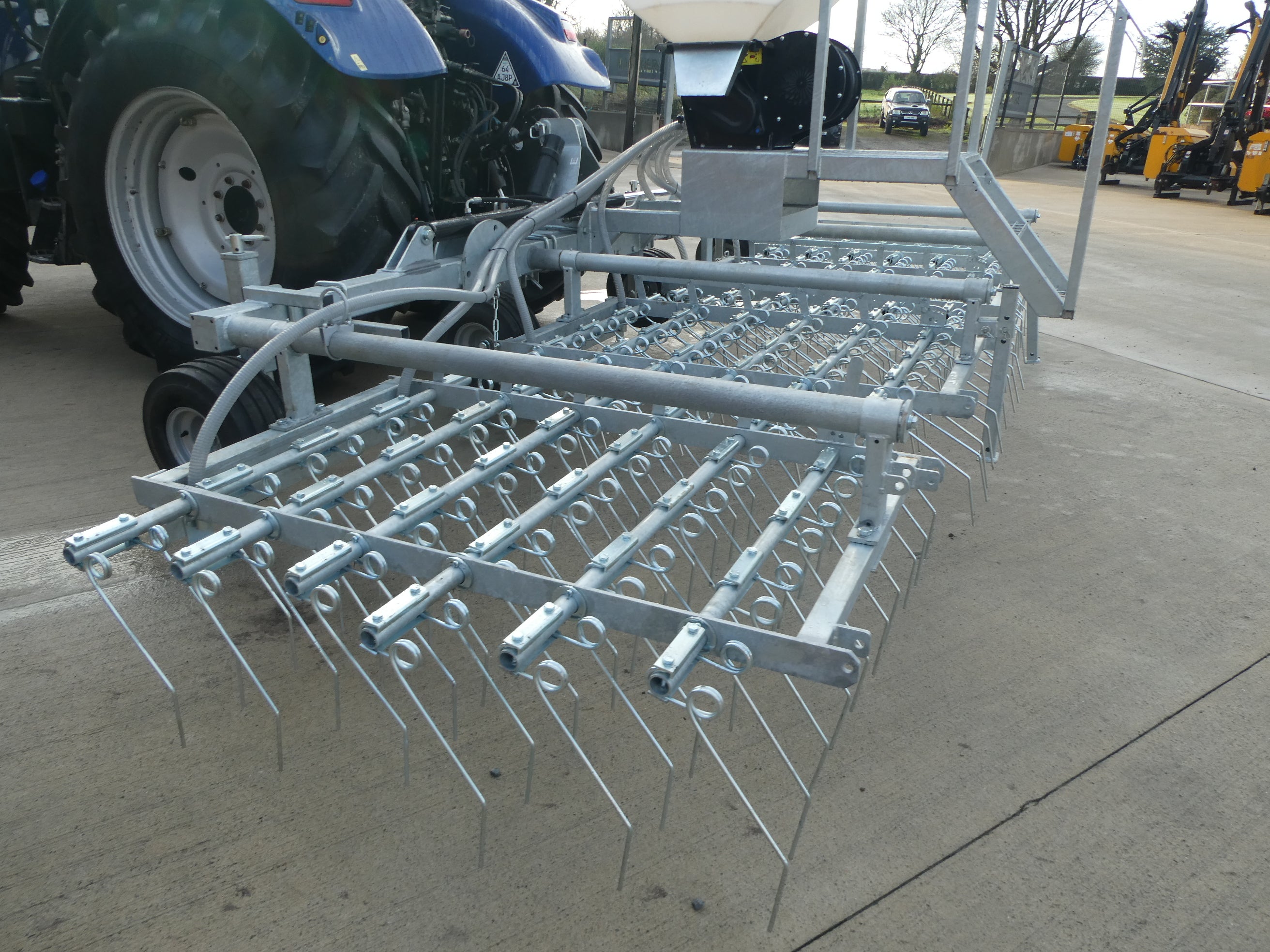 Galvanised Spring Tine Harrow With Air Seeder
