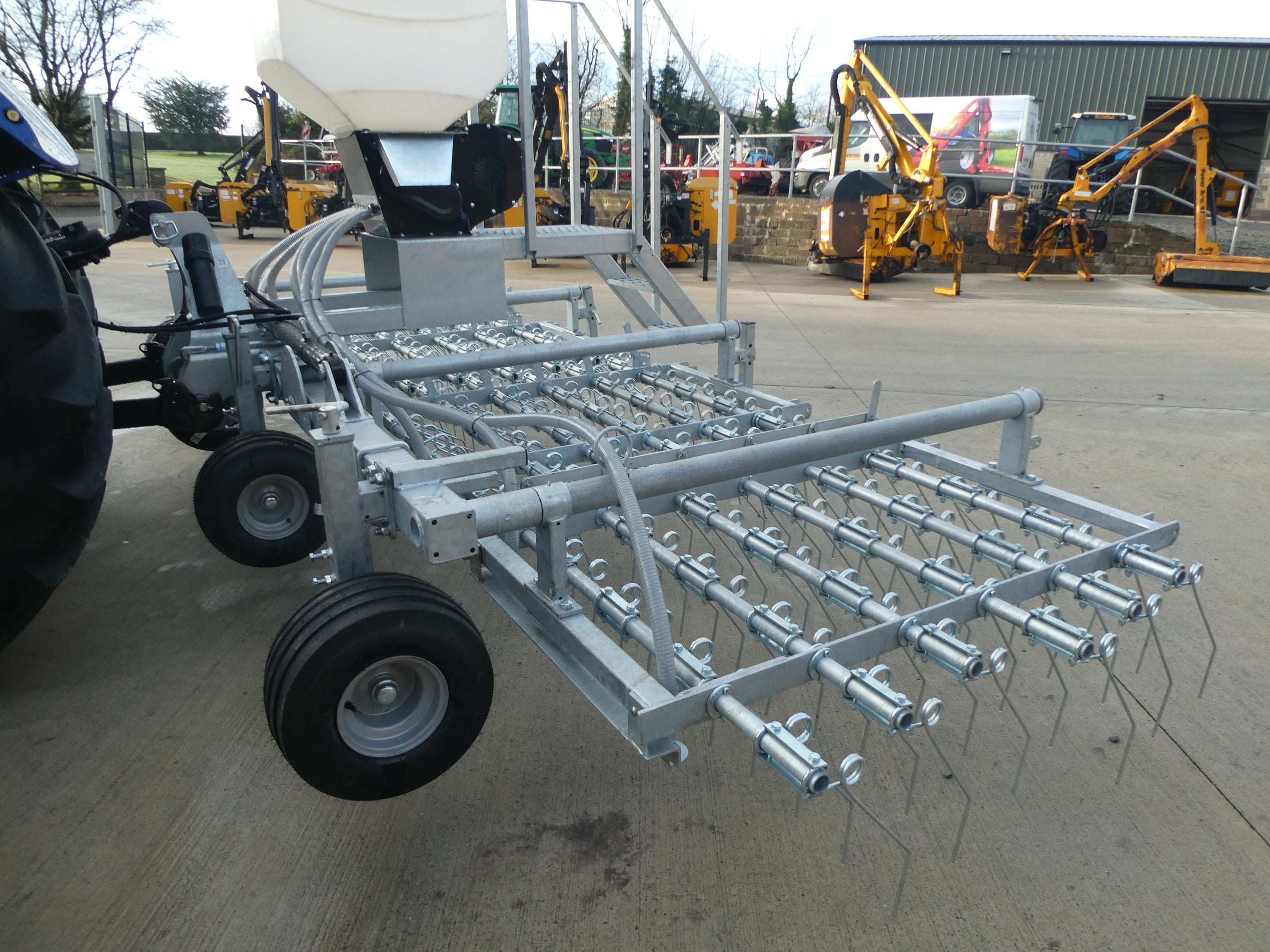 Galvanised Spring Tine Harrow With Air Seeder