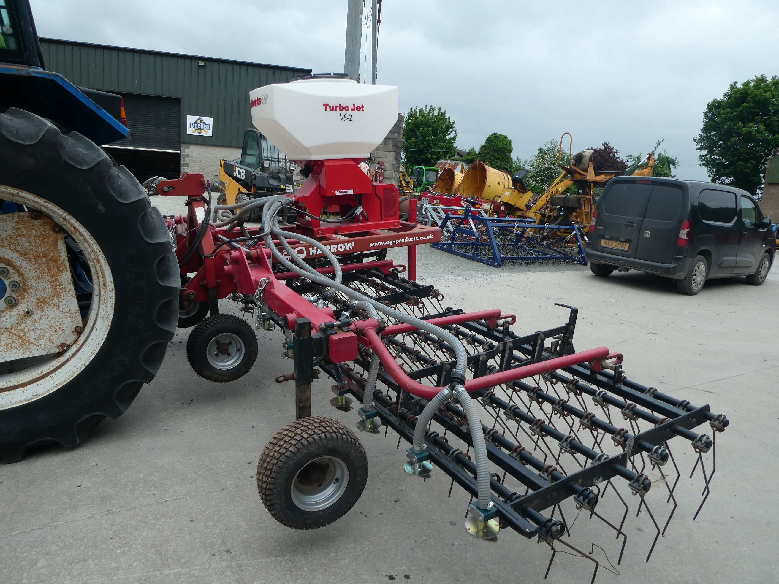 AG 6m Spring tine Harrow with Stocks seeder