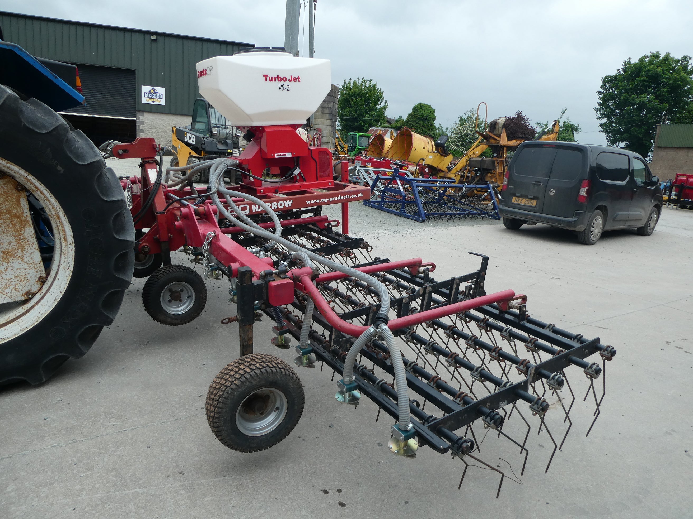 AG 6m Spring tine Harrow with Stocks seeder