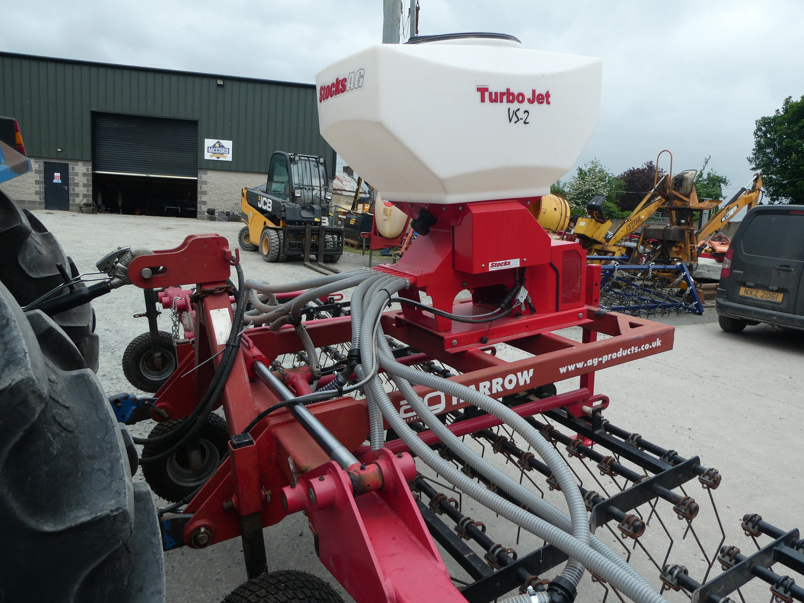 AG 6m Spring tine Harrow with Stocks seeder