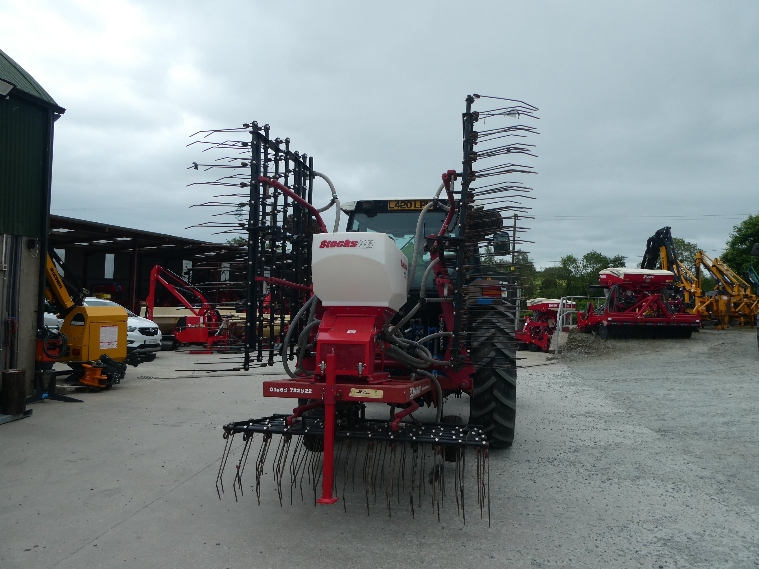 AG 6m Spring tine Harrow with Stocks seeder