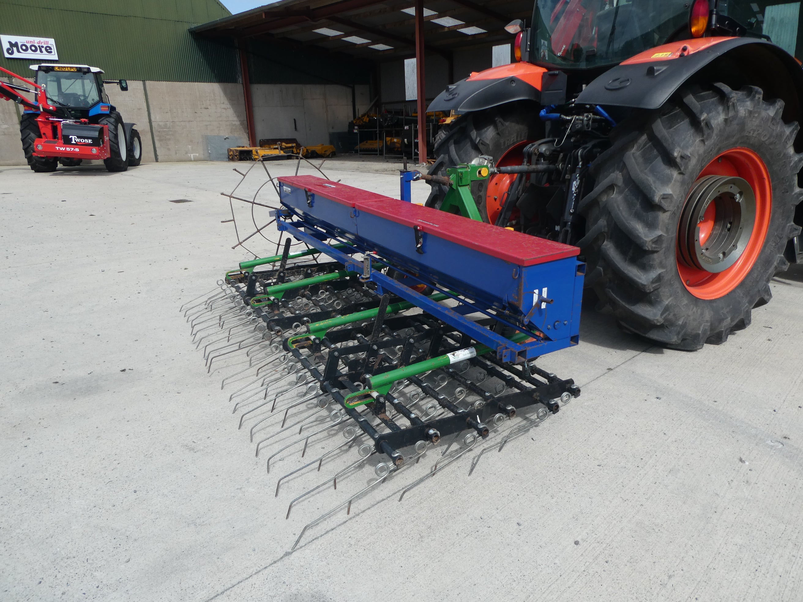 3m Spring tine Harrow with Grass seed box