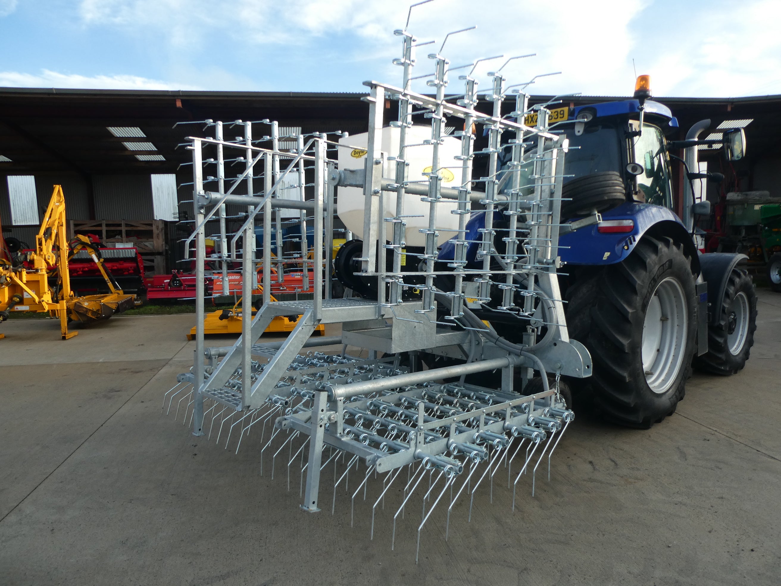 Galvanised Spring Tine Harrow With Air Seeder