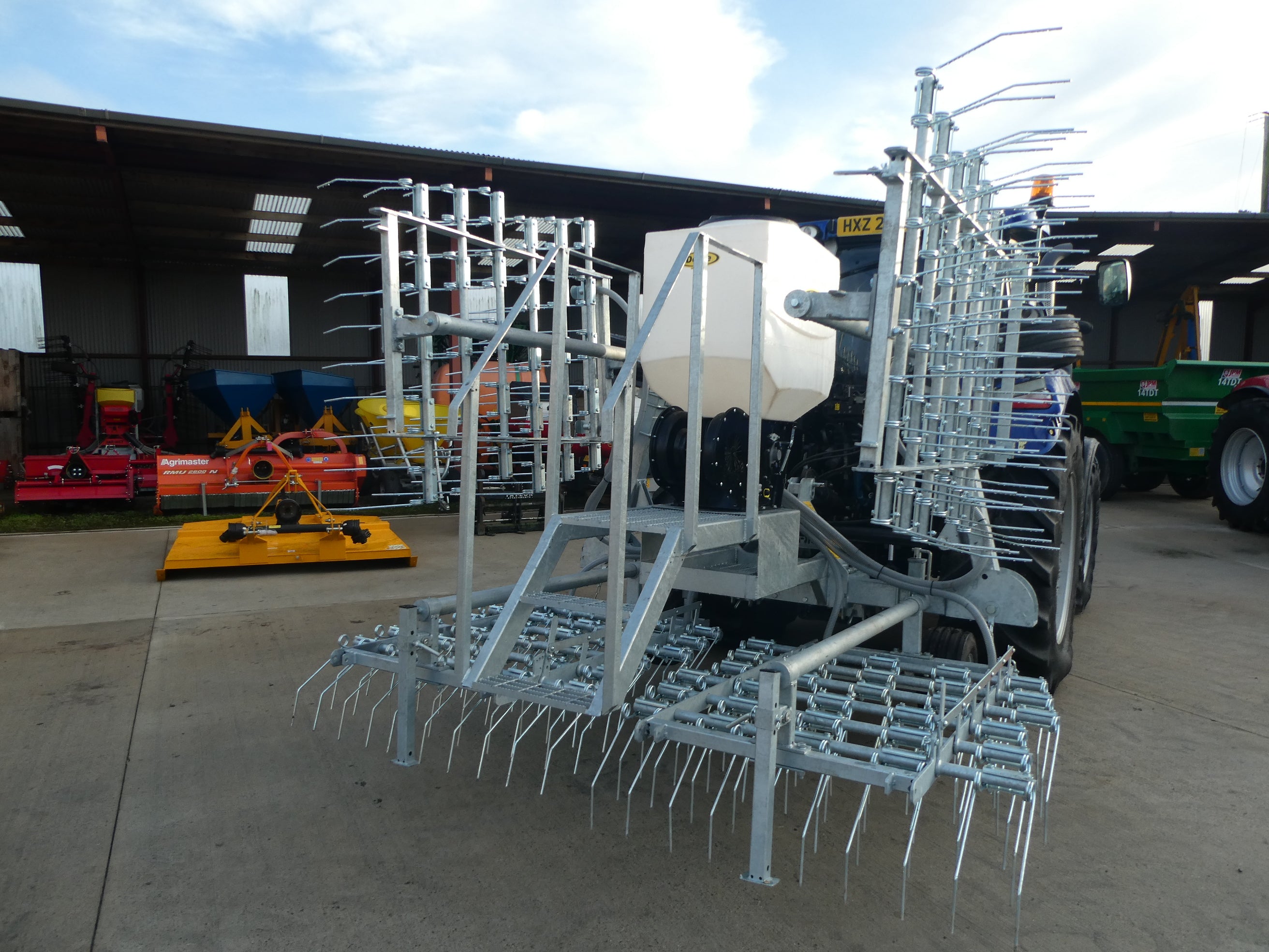 Galvanised Spring Tine Harrow With Air Seeder
