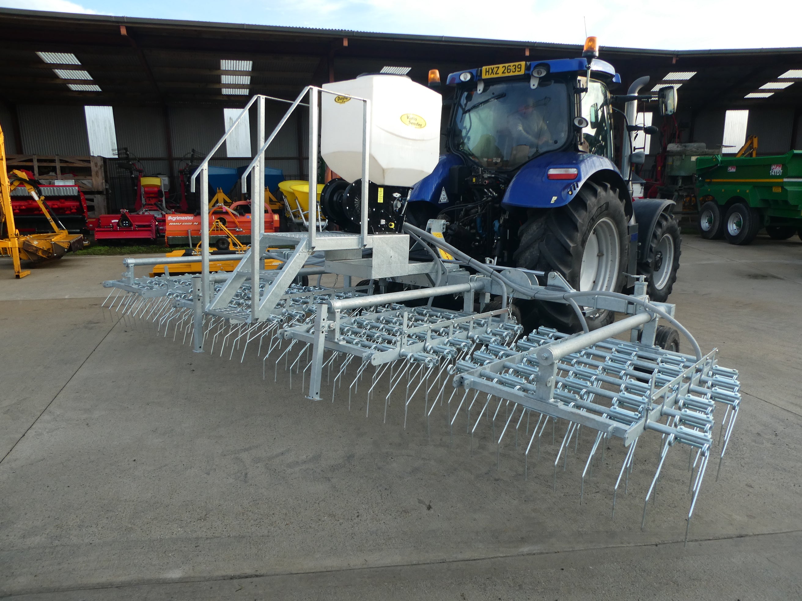 Galvanised Spring Tine Harrow With Air Seeder