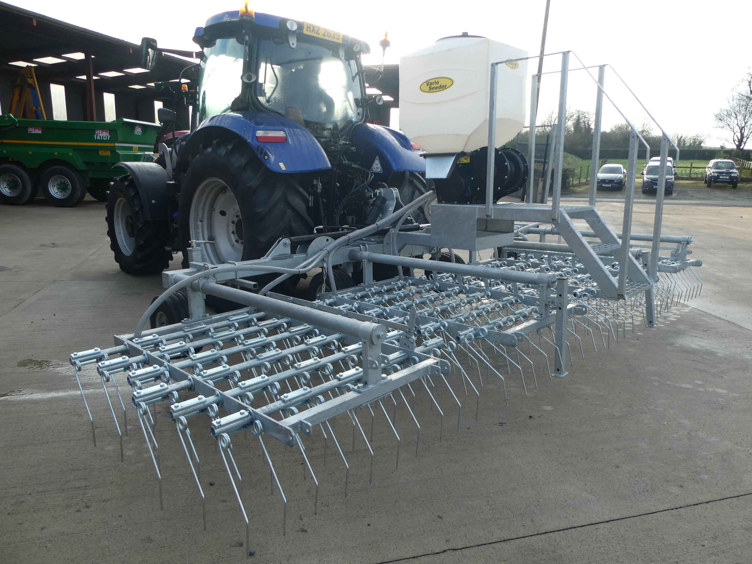 Galvanised Spring Tine Harrow With Air Seeder