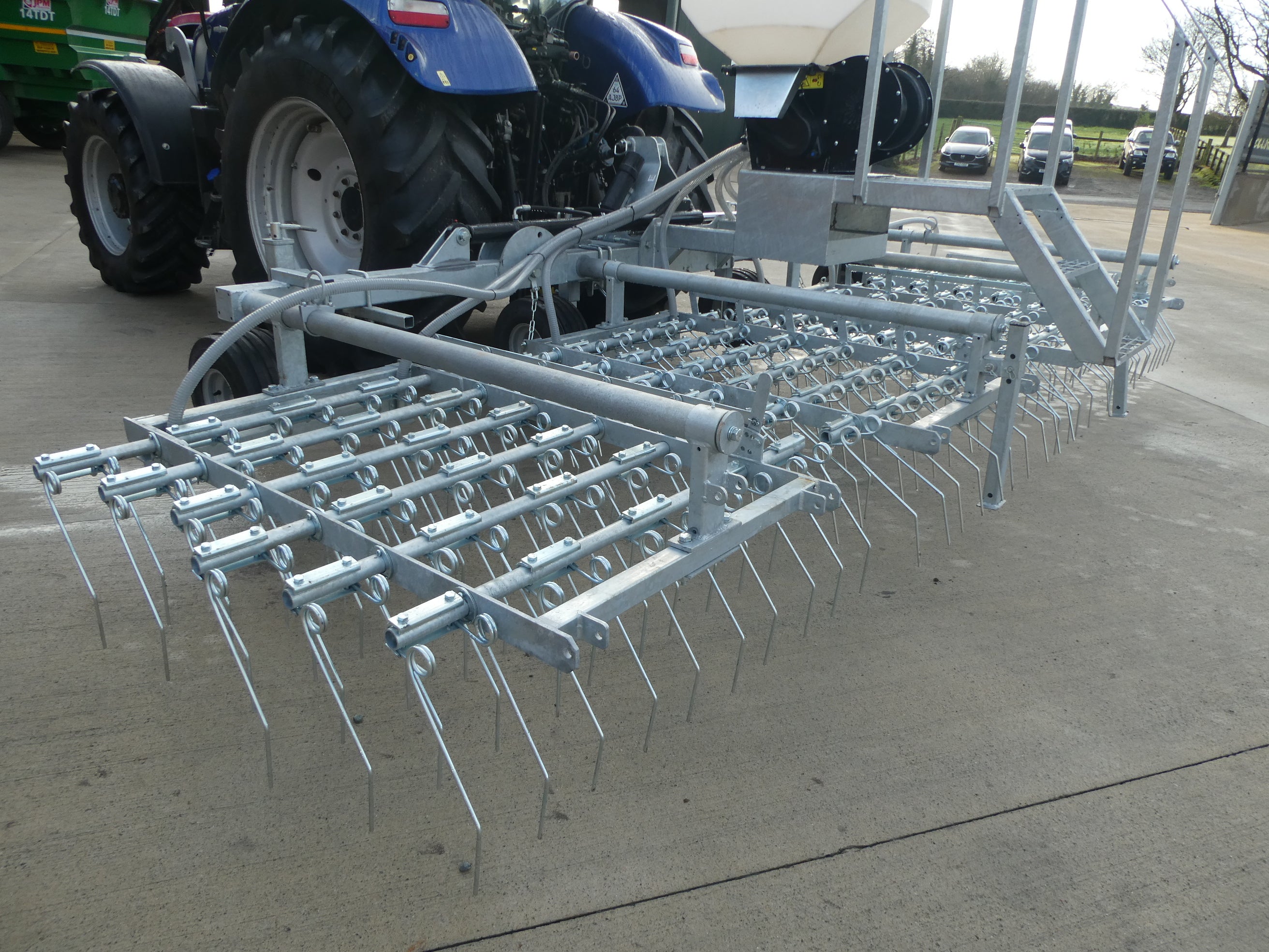 Galvanised Spring Tine Harrow With Air Seeder