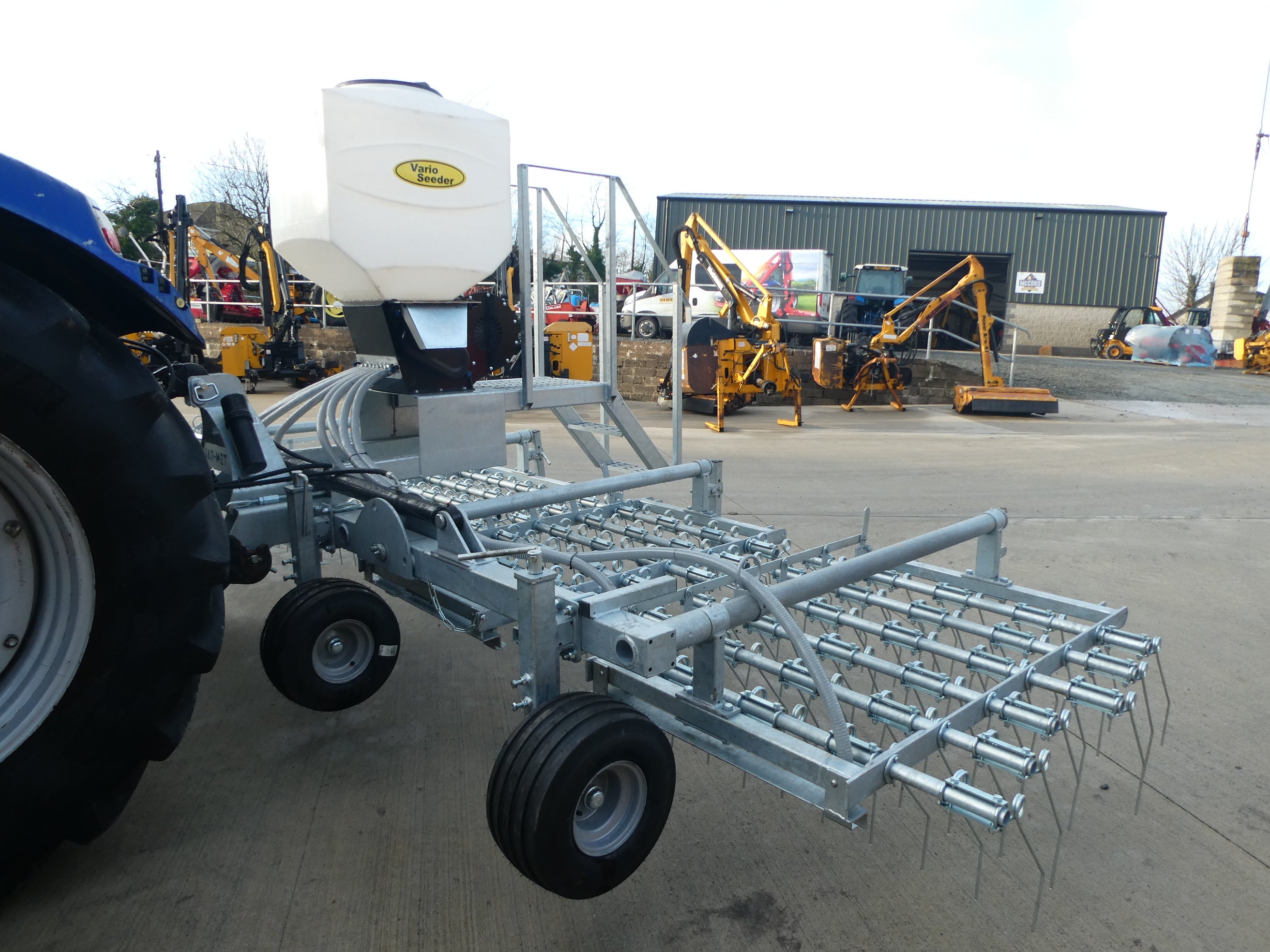 Galvanised Spring Tine Harrow With Air Seeder